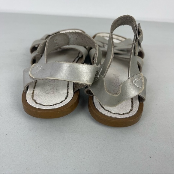 Salt Water Original Sandals Silver Leather Little Kids Size 11 Strappy - Picture 5 of 7